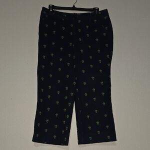 Lilly Pulitzer Navy Capris with Green Palm Print